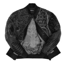 Pelle Pelle Leather, Pelle Pelle Black New York Jacket, Manhattan, Staten Island, Queens, Home of The Brave, Brick City Leaher, High Fashion, Urban Fashion, Leather Jacket, Marc Buchanan, Magic Show, Newark, Jersey City, Paterson, Orange, baseball Jacket, no collar, Brick City Leather