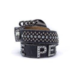BB SIMON BELT W/ BLACK SWAROVSKI AND SILVER PARACHUTE Side View