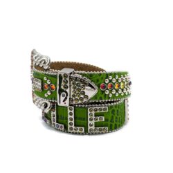 BB SIMON BELT W/ GREEN SWAROVSKI AND SILVER PARACHUTE Side View