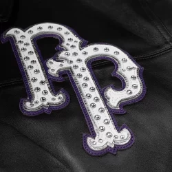 Pelle Pelle Leather, Pelle Pelle Black Purple, World Famous Manhattan, Staten Island, Queens, Home of The Brave, Brick City Leaher, High Fashion, Urban Fashion, Leather Jacket, Marc Buchanan, Magic Show, Newark, Jersey City, Paterson, Orange, baseball Jacket, no collar, Brick City Leather