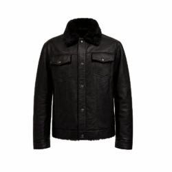 Black Shearling Trucker Leather Coat Belleville NJ, New York, New Jersey, Newark, Chicago, Ohio, Cold, Winter, Urban Fashion, Street Wear, Jean Jacket