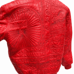 Pelle Pelle Red Chicago Baseball Jacket, no collar, leather, bronx, brooklyn, queens, long island, manhattan, magic show