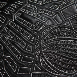 Pelle Pelle New York Knicks black leather jacket by Marc Buchanan premium NBA leather jacket embroidered all black Knicks Pelle Pelle jacket available at Brick City Leather