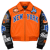 Pelle Orange Knicks Women Championship Leather Crop