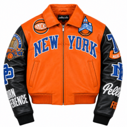 Pelle Orange Knicks Women Championship Leather Crop