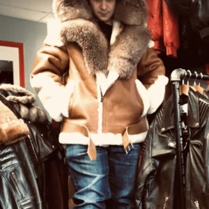 tan shearling, cognac shearling, shearling, brick city leather, brick city, newark, leather coat, leather jacket, newark, belleville, fur, fox fur