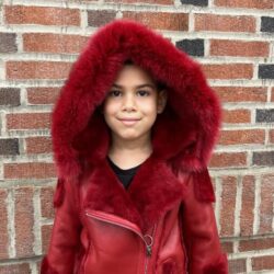 Kids Shearling Red, Hip Hop Fashion, Urban Fashion, Street wear, Bronx, Brooklyn, Queens, Staten Island, Manhattan, Newark, Cold, Winter, Chicago, Ohio, New Jersey, New York, Downtown, Uptown, Paterson, Orange, Jersey City, Fordham Road, Belleville, NJ, Brick City Leather, Leather Jacket, High Fashion, Magic Show, Brick City Leather, Cold, Winter, Style, Spring, Warm, Fordham Road, East Tremont, Castle Hill, Connecticut
