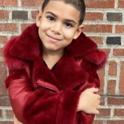 Kids Shearling Red, Hip Hop Fashion, Urban Fashion, Street wear, Bronx, Brooklyn, Queens, Staten Island, Manhattan, Newark, Cold, Winter, Chicago, Ohio, New Jersey, New York, Downtown, Uptown, Paterson, Orange, Jersey City, Fordham Road, Belleville, NJ, Brick City Leather, Leather Jacket, High Fashion, Magic Show, Brick City Leather, Cold, Winter, Style, Spring, Warm, Fordham Road, East Tremont, Castle Hill, Connecticut