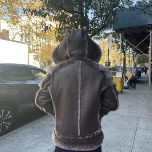 Mens Brown Shearling With Brown Fox Fur