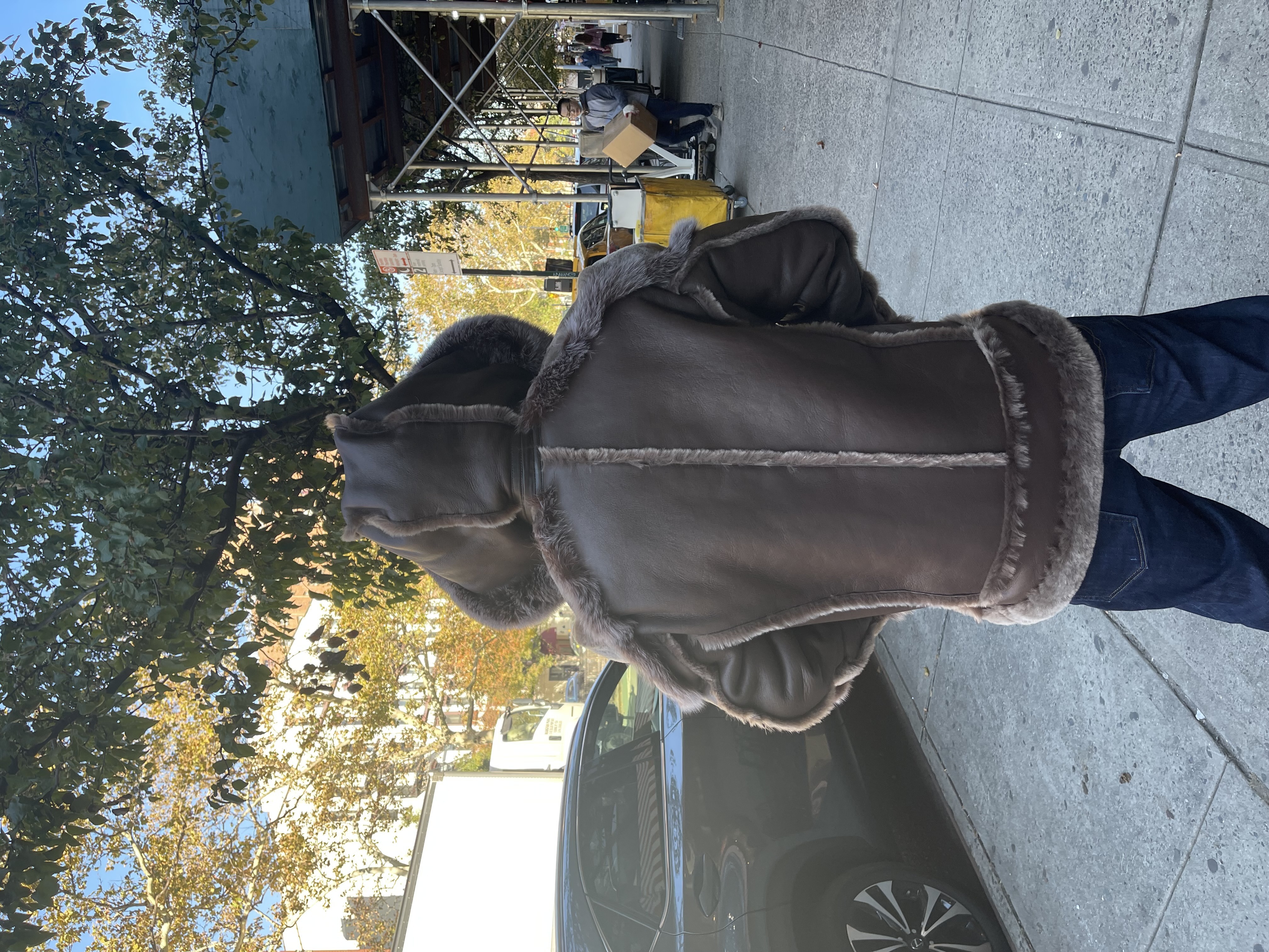 Mens Brown Shearling With Brown Fox Fur