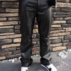 Black Leather Stacked Pants