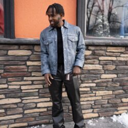 Denim Style Washed Blue Leather, Hip Hop Fashion, Urban Fashion, Street wear, Bronx, Brooklyn, Queens, Staten Island, Manhattan, Newark, Cold, Winter, Chicago, Ohio, New Jersey, New York, Downtown, Uptown, Paterson, Orange, Jersey City, Fordham Road, Belleville, NJ, Brick City Leather, Leather Jacket, High Fashion, Magic Show, Brick City Leather